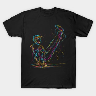 abstract colorful fitness man doing v sit T-Shirt